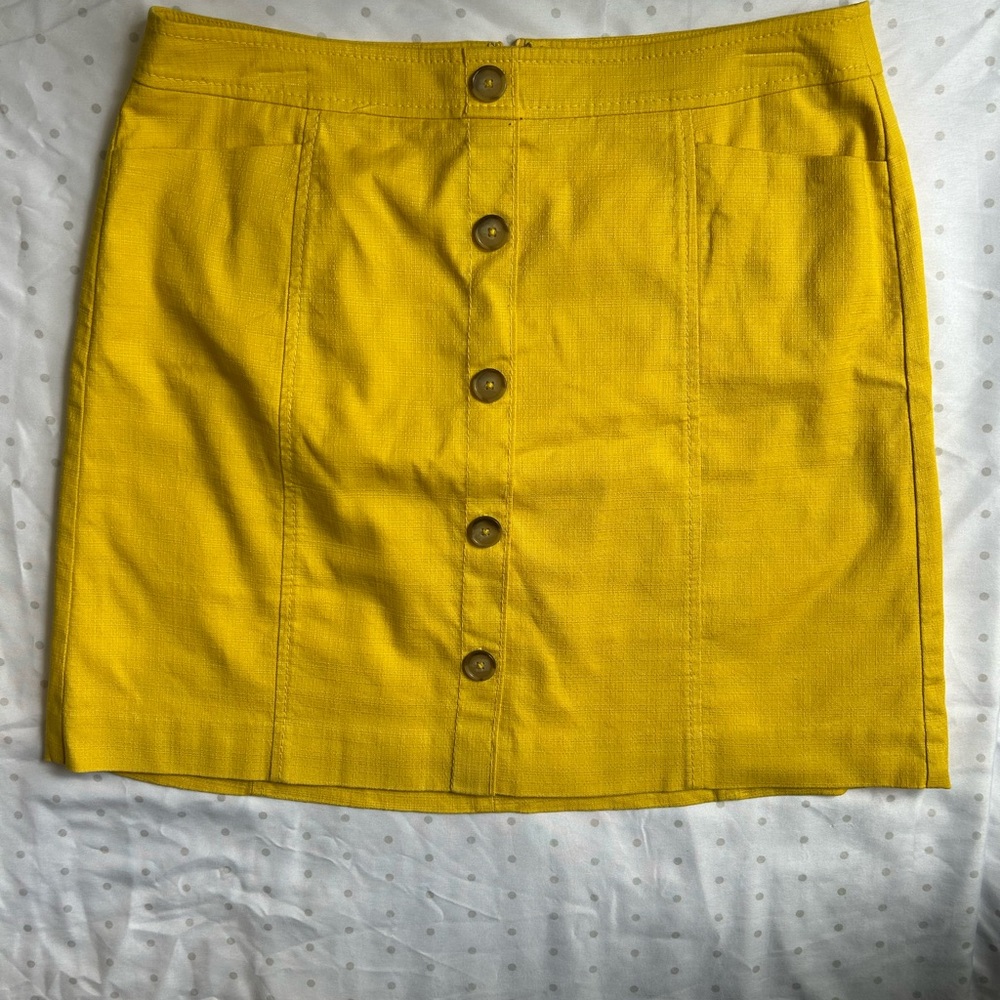 LOFT Yellow Mini Pencil Skirt Casual